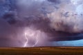 Thunderstorm with dramatic sky and lightning. Royalty Free Stock Photo