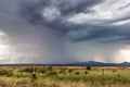 Thunderstorm with heavy rain and lightning bolt strike Royalty Free Stock Photo