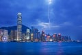 Thunderstorm HongKong cityscape at night , Hong kong city Royalty Free Stock Photo