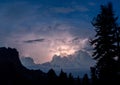 Thunderstorm with lightening and dramatic clouds in Carpathian mountains Royalty Free Stock Photo