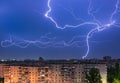 Thunderstorm with lightning above the night city Royalty Free Stock Photo