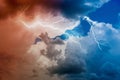 Thunderstorm lightning bolt, stormy clouds Royalty Free Stock Photo