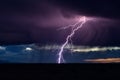 Thunderstorm lightning bolt strike at night Royalty Free Stock Photo