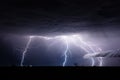 Thunderstorm with lightning bolt strikes Royalty Free Stock Photo