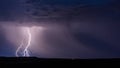 Thunderstorm lightning bolt strikes at night Royalty Free Stock Photo