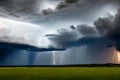 Thunderstorm with lightning bolt strikes