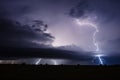 Thunderstorm with lightning bolts and dramatic storm clouds Royalty Free Stock Photo