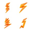 Thunderstorm lightning icons set cartoon vector. Natural phenomenon