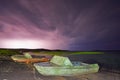 Thunderstorm with lightning on the lake. Royalty Free Stock Photo