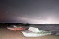 Thunderstorm with lightning on the lake. Royalty Free Stock Photo