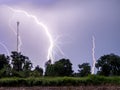 Thunderstorm and lightning at night Royalty Free Stock Photo
