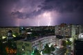 Thunderstorm with lightnings in Giurgiu city Royalty Free Stock Photo