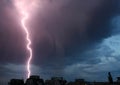 Thunderstorm lights. Bright lightning thunderstorms sparkle from the cloud. Dangerous electrical flash. Levin or scintillation. Royalty Free Stock Photo