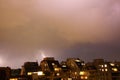 Thunderstorm lights. Bright lightning thunderstorms sparkle from the cloud. Dangerous electrical flash. Levin or scintillation. Royalty Free Stock Photo