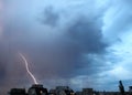 Thunderstorm lights. Bright lightning thunderstorms sparkle from the cloud. Dangerous electrical flash. Levin or scintillation. Royalty Free Stock Photo