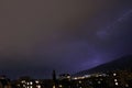 Thunderstorm lights. Bright lightning thunderstorms sparkle from the cloud. Dangerous electrical flash. Levin or scintillation. Royalty Free Stock Photo