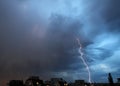 Thunderstorm lights. Bright lightning thunderstorms sparkle from the cloud. Dangerous electrical flash. Levin or scintillation. Royalty Free Stock Photo