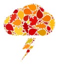 Thunderstorm Autumn Mosaic Icon with Fall Leaves