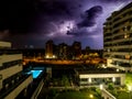 Thunderstorm night with lightning from my house in Valdebebas in Madrid, Spain Royalty Free Stock Photo