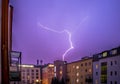 Thunderstorm in the night: Lightning on the sky, urban city, Austria Royalty Free Stock Photo