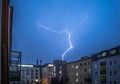 Thunderstorm in the night: Lightning on the sky, urban city, Austria Royalty Free Stock Photo