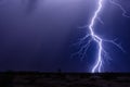 Thunderstorm with night sky and lightning bolt strike. Royalty Free Stock Photo