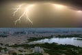 Thunderstorm over a city