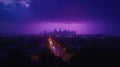 Thunderstorm over the city at night with lightning in the sky Royalty Free Stock Photo