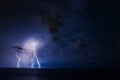 Thunderstorm over the sea with dark clouds Royalty Free Stock Photo