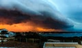 Thunderstorm over the small island of Silba in Adriatic sea. Royalty Free Stock Photo