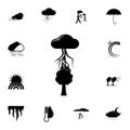 thunderstorm over a tree icon. Detailed set of weather icons. Premium graphic design. One of the collection icons for websites, we