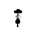 thunderstorm over a tree icon. Element of weather icon. Premium quality graphic design. Signs and symbols collection icon for webs