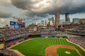 Storm clouds over downtown Minneapolis and Target Field Royalty Free Stock Photo