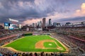 Storm clouds over downtown Minneapolis and Target Field Royalty Free Stock Photo