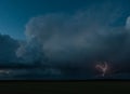 Thunderstorm with pink lightning over the plains Royalty Free Stock Photo