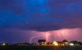 Thunderstorm with rain over the village street Royalty Free Stock Photo