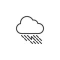 Thunderstorm, rainy cloud outline icon