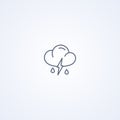 Thunderstorm and rainy, vector best gray line icon