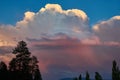 Thunderstorm WIth Red Tinted Rain At Sunset.