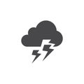 Thunderstorm weather black vector icon