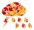 Thunderstorm Weather Autumn Composition Icon with Fall Leaves