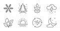 Thunderstorm weather, Wind energy and Christmas tree icons set. Gluten free, Snowflake and Sunset signs. Vector Royalty Free Stock Photo