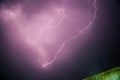 Thunderstorms thunder lightning night sky clouds overcast summer rain, Royalty Free Stock Photo