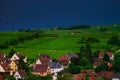 Thundery weather befor the storm over the green valley in Alsace