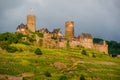 Thurant Castle and vineyards above Moselle river near Alken, Germany. Royalty Free Stock Photo