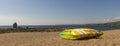 Thurlestone beach Devon. Canoes.