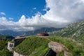 Thurmfort Gorazda fortress wide angle view with walls and outer walls and inner buildings. Montenegro