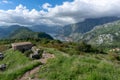 Thurmfort Gorazda fortress wide angle view with walls and outer walls and inner buildings. Montenegro