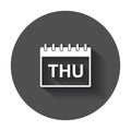 Thursday calendar page pictogram icon.