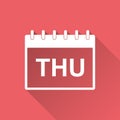 Thursday calendar page pictogram icon. Simple flat pictogram for